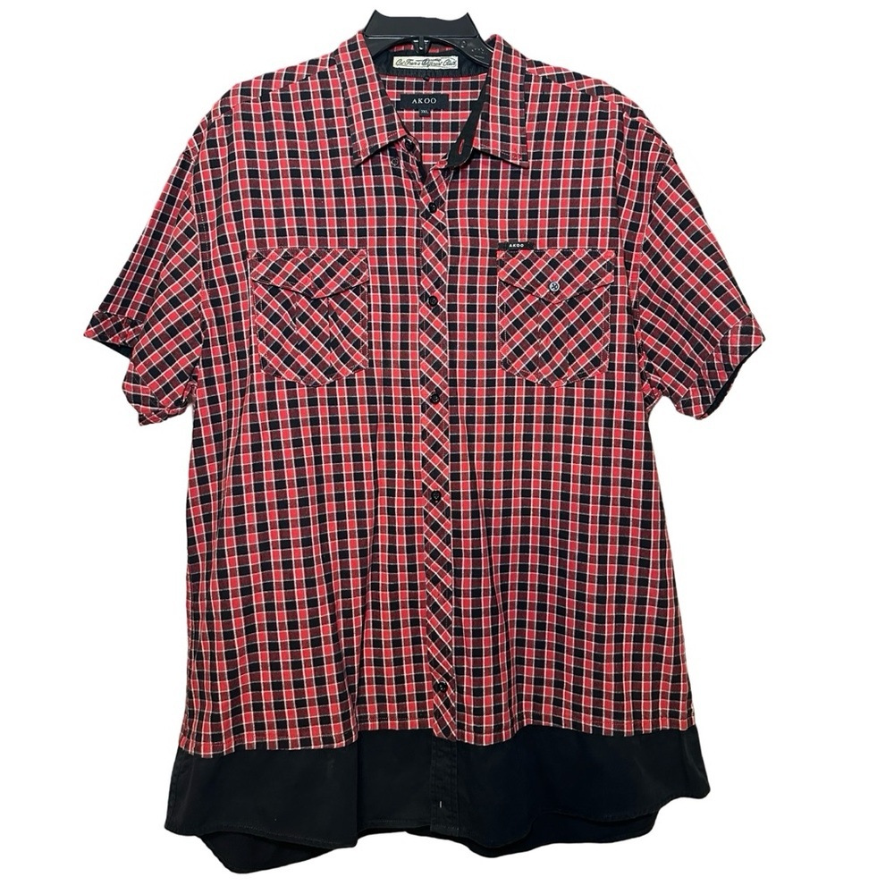 Akoo plaid button down shirt size 3XL